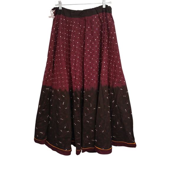 Folklore Dance Skirt Maxi Long Sz M/L RED Ombre Western Cowgirl Art Boho Theatre - Picture 1 of 15